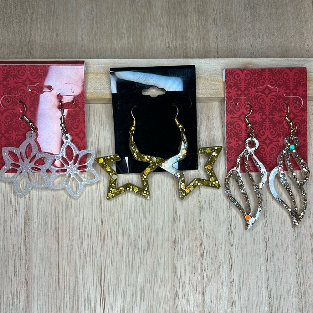 Handmade set of 3 dangle earrings